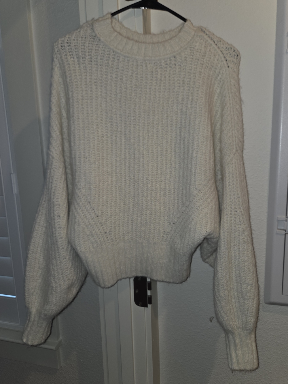 Anthropologie Cream Ribbed Crewneck Sweater